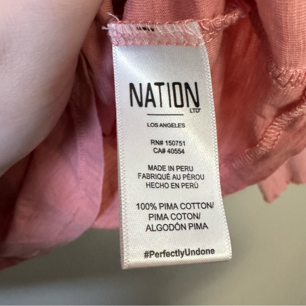 Nation LTD Sabrina long puff sleeve pink smocked boho blouse top - Picture 11 of 11